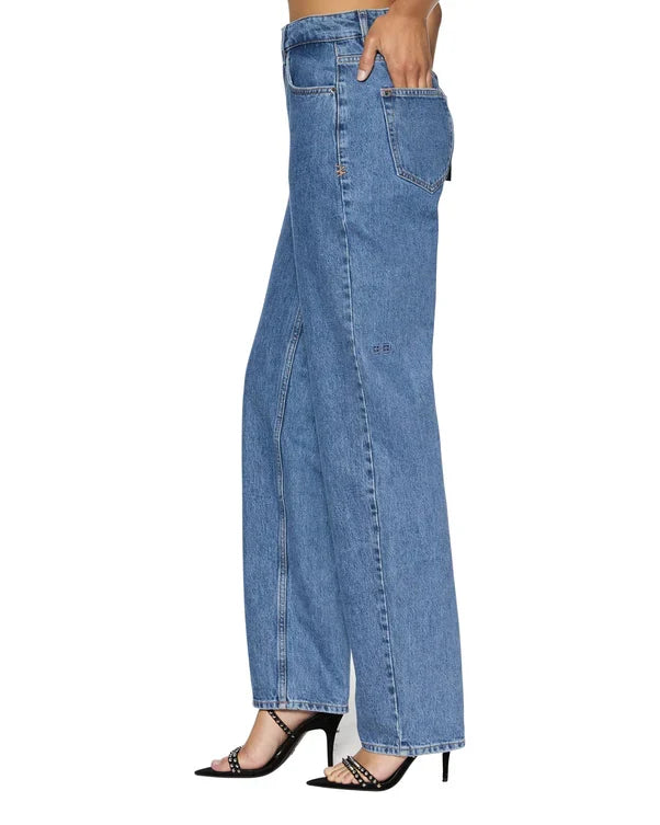 A relaxed straight-leg jean with a high waist, made from premium European rigid denim in a heritage stone-washed blue.&nbsp;It includes classic five-pocket styling, anti-silver branded hardware, and signature T-box and back cross embroidery.