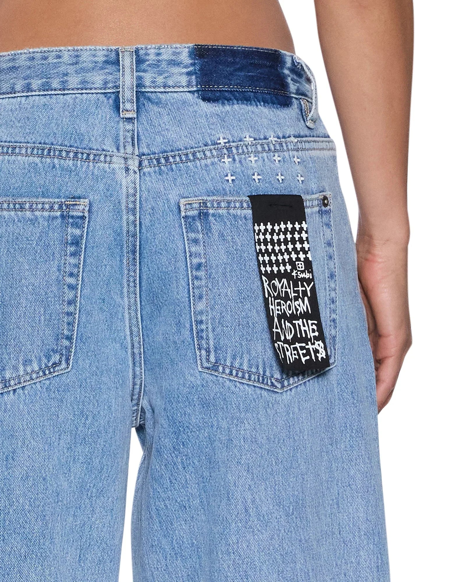 Low-rise relaxed straight leg jean with classic five pocket styling. Made from premium rigid denim in an
easy washed light blue wash. Designed to sit low on hips and stack at the hem for a baggy look. Featuring&nbsp;branded hardware and Ksubi T-box and 3x4 branding.