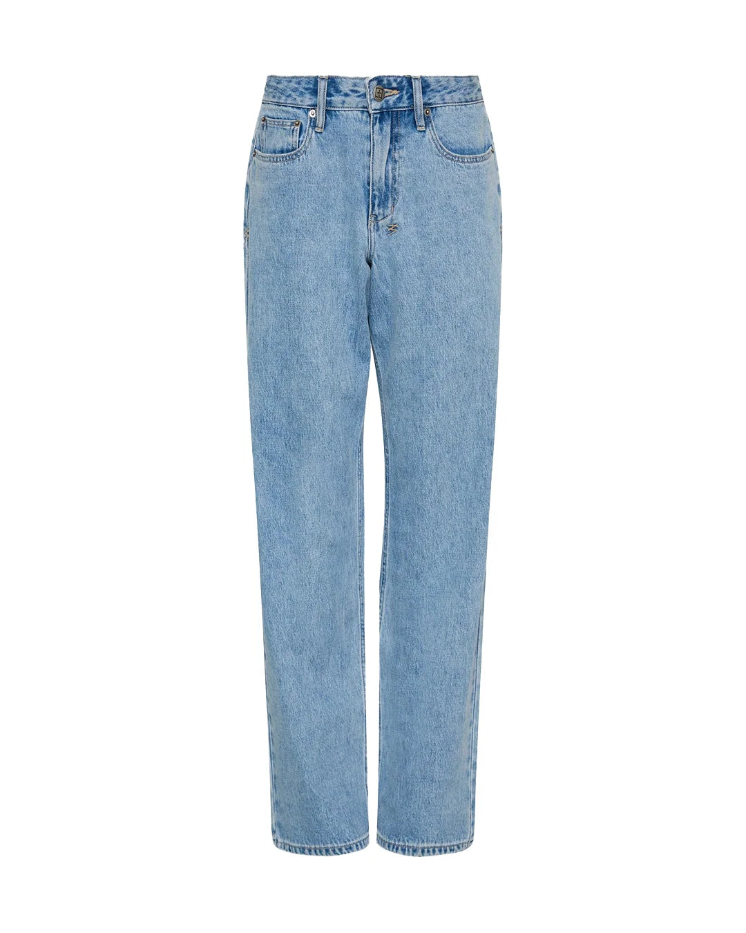 Low-rise relaxed straight leg jean with classic five pocket styling. Made from premium rigid denim in an
easy washed light blue wash. Designed to sit low on hips and stack at the hem for a baggy look. Featuring&nbsp;branded hardware and Ksubi T-box and 3x4 branding.