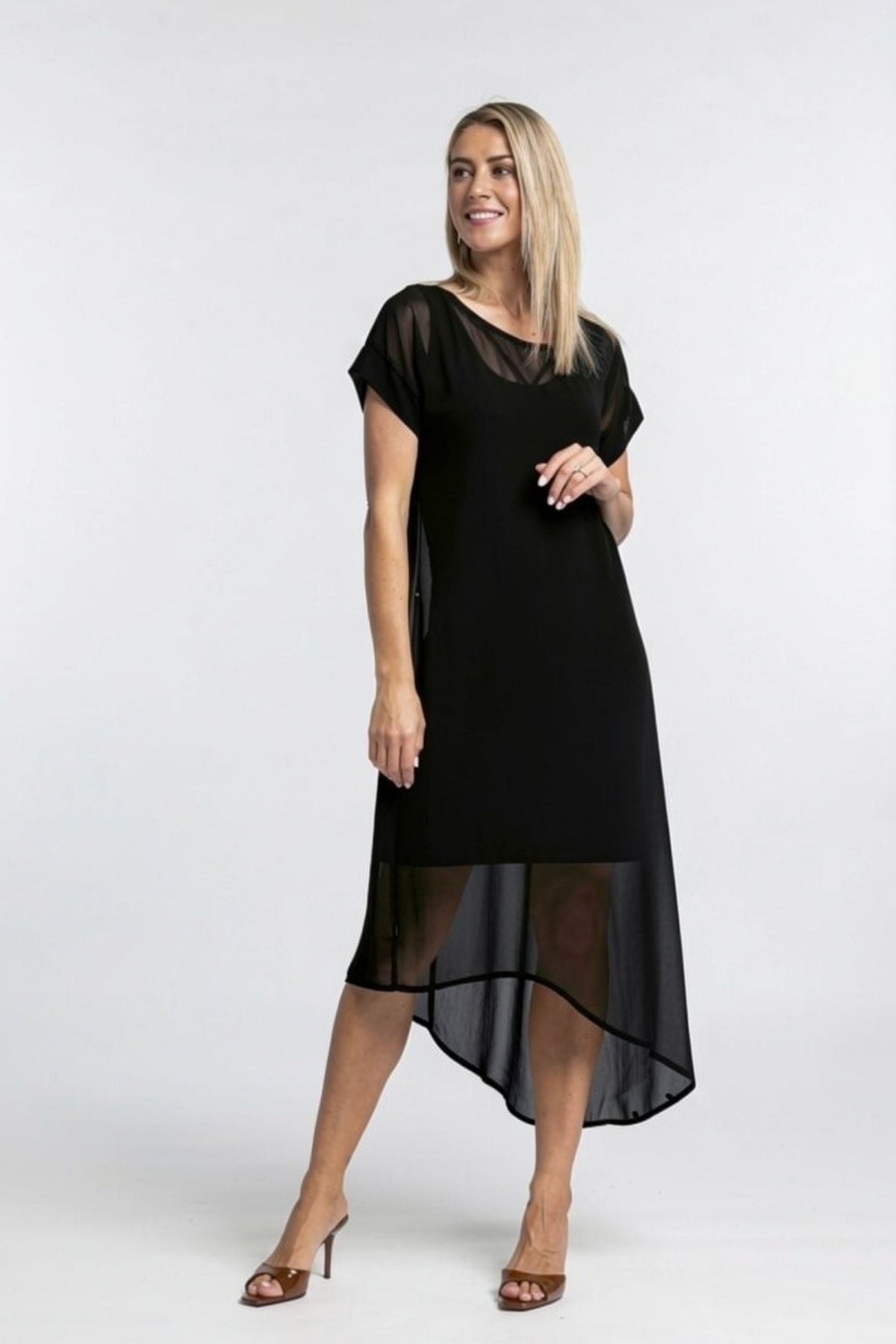 The NES Flow Dress – a versatile chiffon dress with adjustable drape styling. Wear it your way for day or night. Designed and made in NZ.