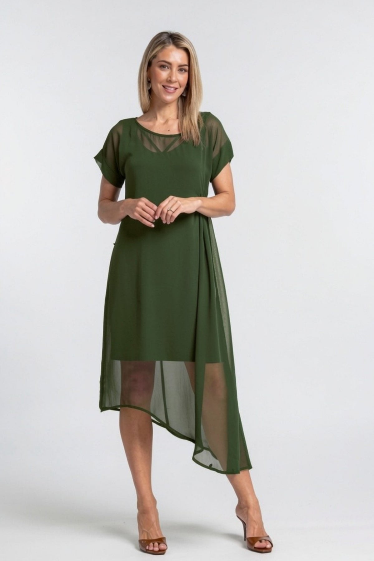 The NES Flow Dress – a versatile chiffon dress with adjustable drape styling. Wear it your way for day or night. Designed and made in NZ.