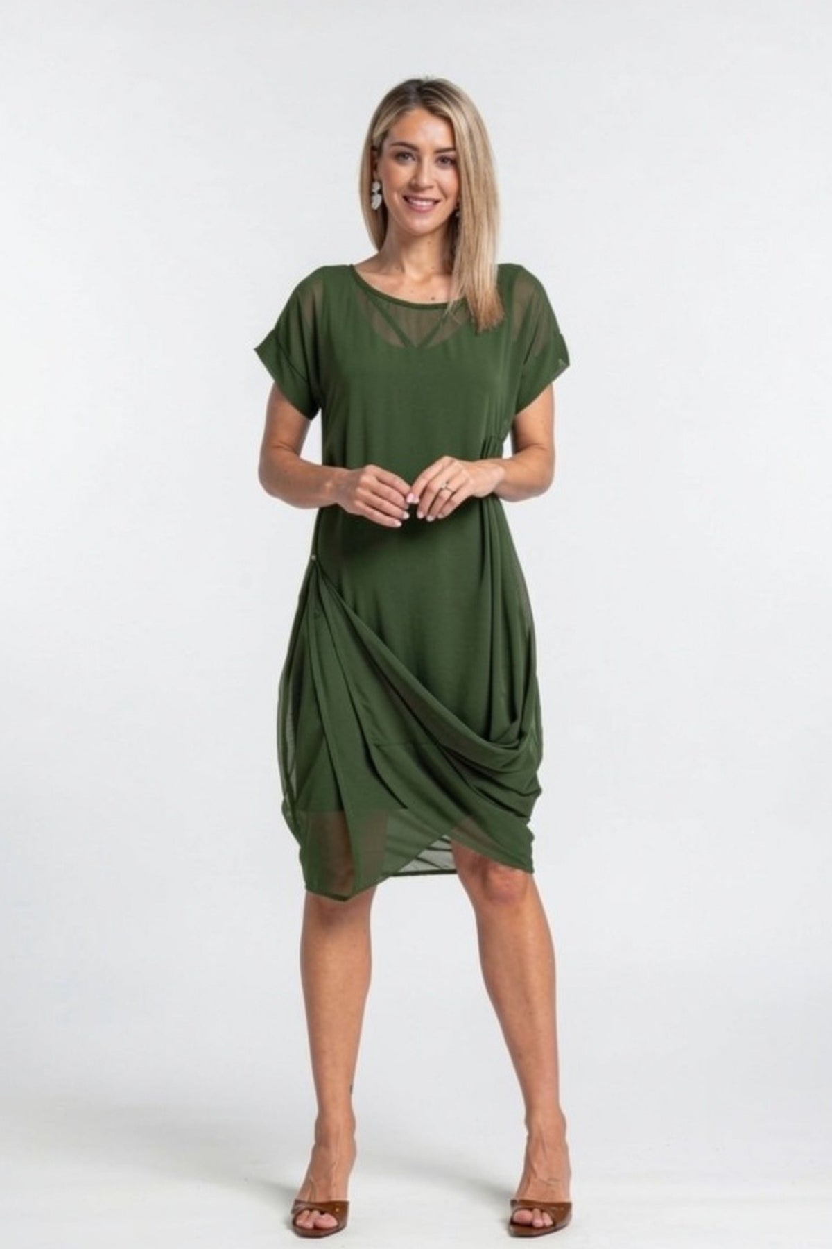 The NES Flow Dress – a versatile chiffon dress with adjustable drape styling. Wear it your way for day or night. Designed and made in NZ.