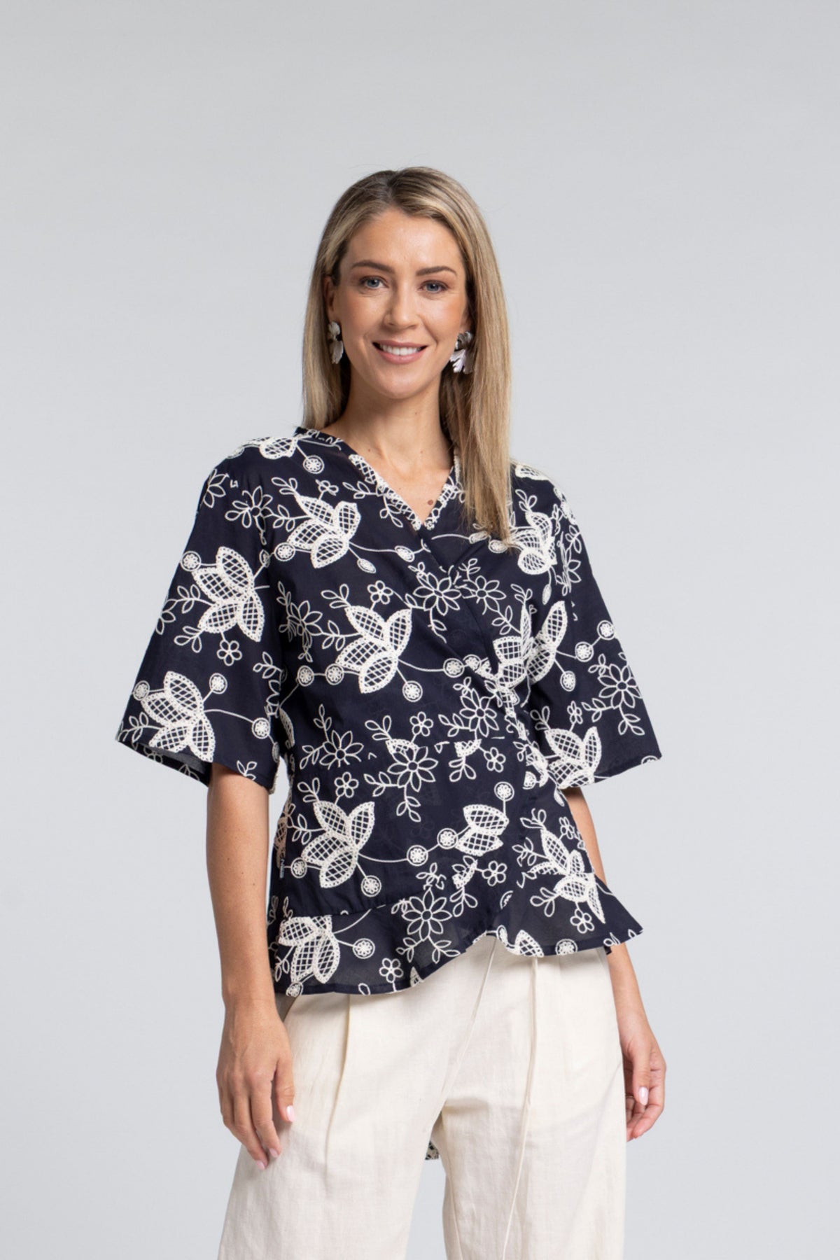 True Embroidery Top - Feminine Detail with Textural Depth

A refined take on a signature silhouette. The N-E-S True Embroidery Top brings together the flattering wrap shape of the True Top with a beautifully detailed embroidered fabric, creating a piece that feels both elevated and timeless.

Designed and made responsibly in New Zealand