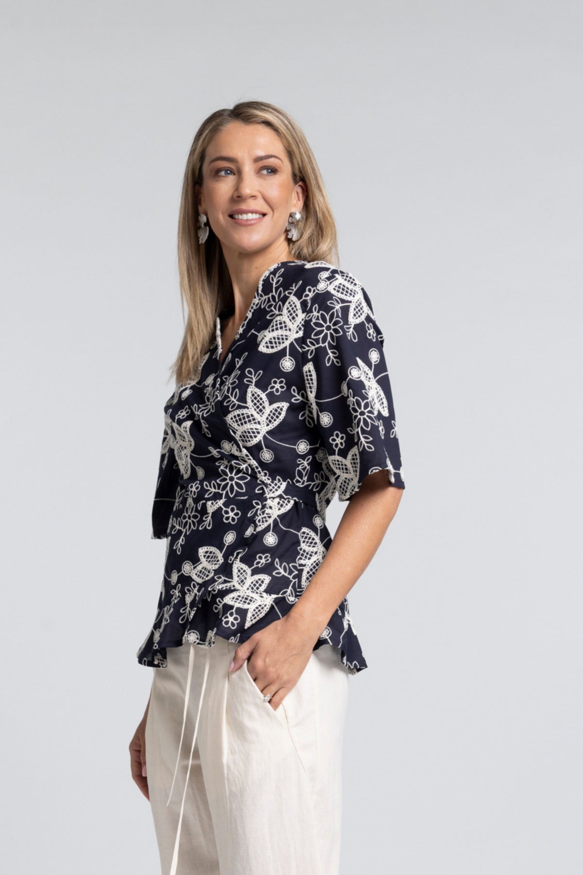 True Embroidery Top - Feminine Detail with Textural Depth

A refined take on a signature silhouette. The N-E-S True Embroidery Top brings together the flattering wrap shape of the True Top with a beautifully detailed embroidered fabric, creating a piece that feels both elevated and timeless.

Designed and made responsibly in New Zealand