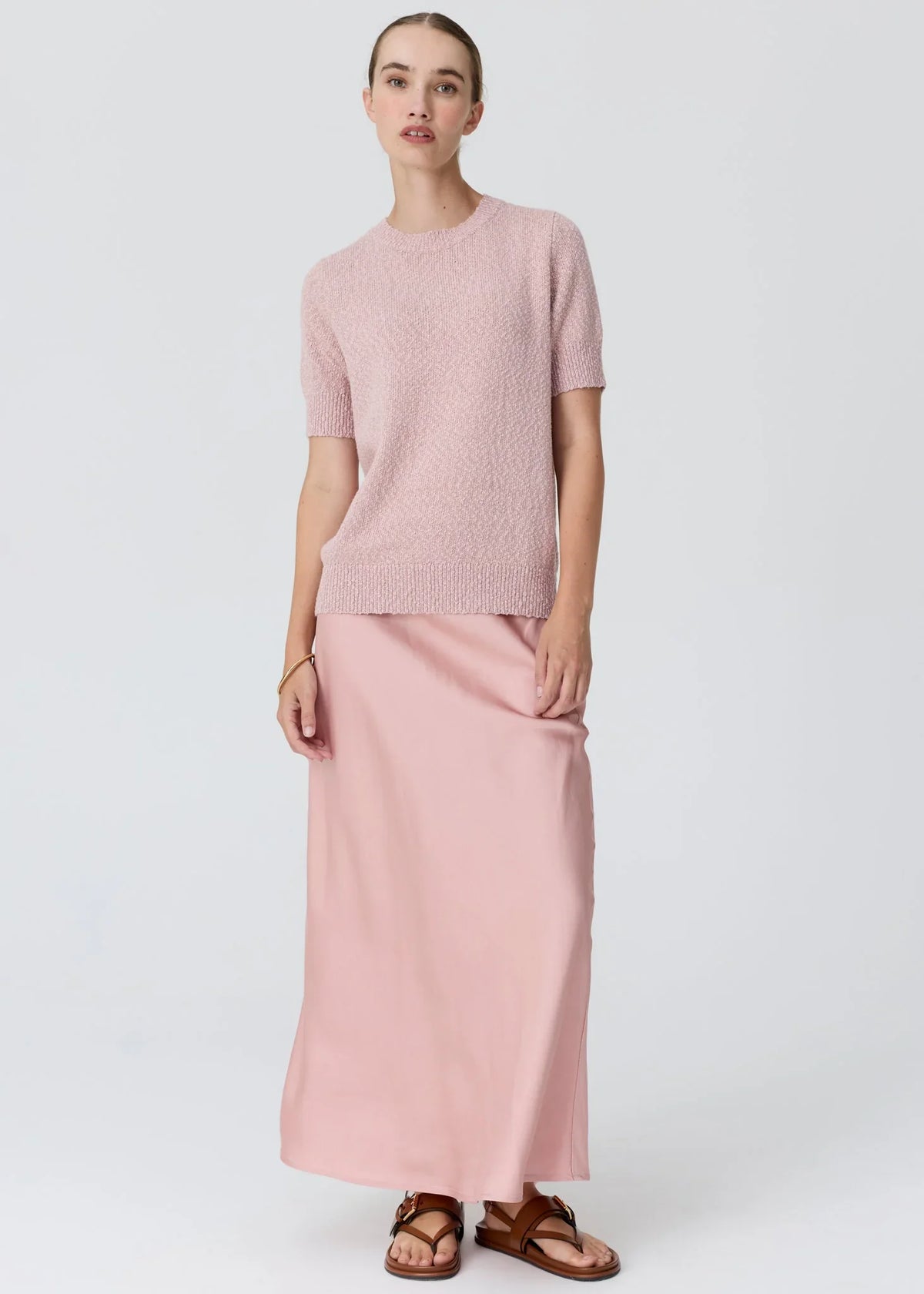 Shop the POL Cedar Lurex Knit Top at racket - a cotton-rich textured knit with subtle metallic shimmer. Available in Pink and Black, sizes XS-L.