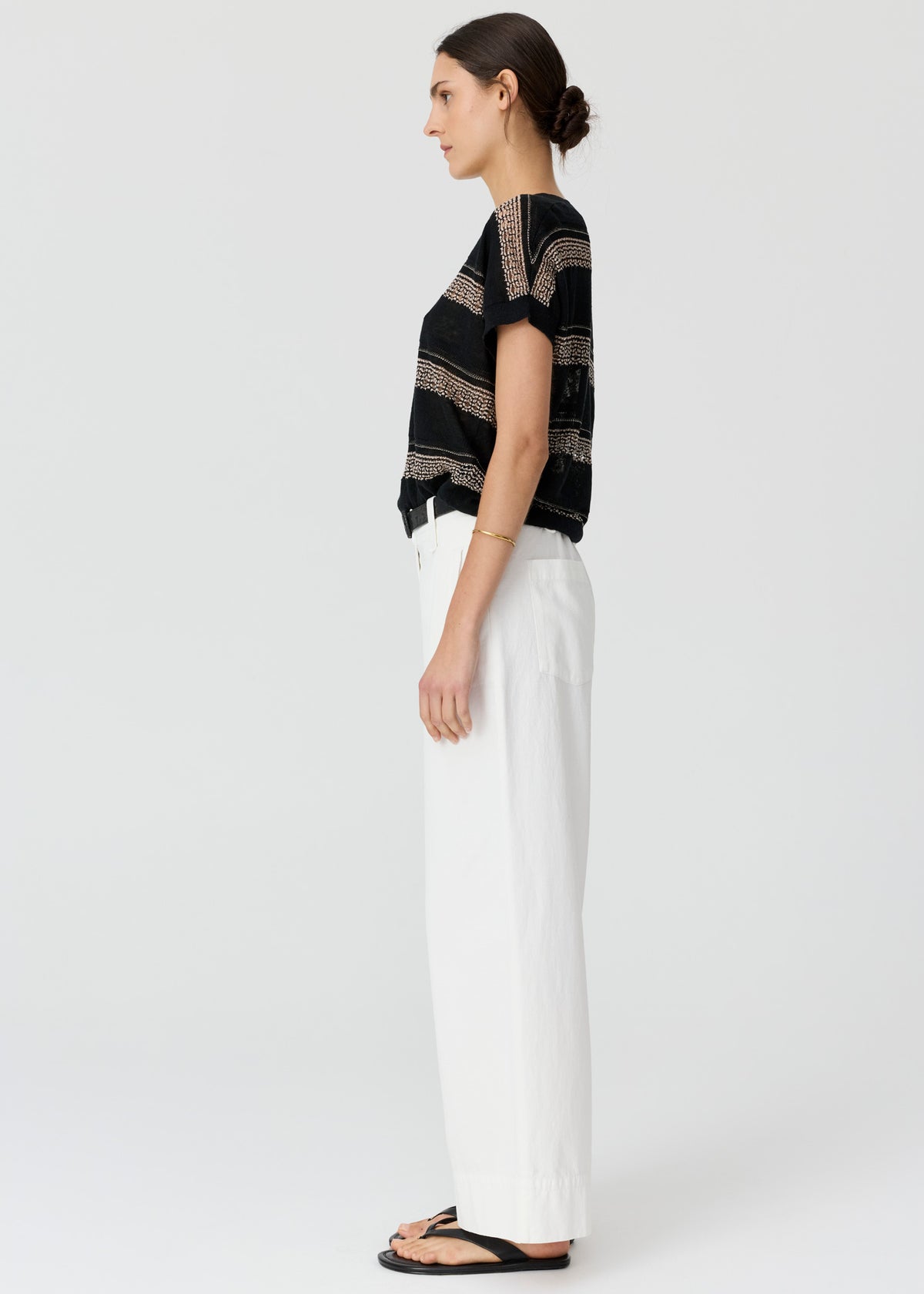 POL Liana V-neck Pointelle Knit