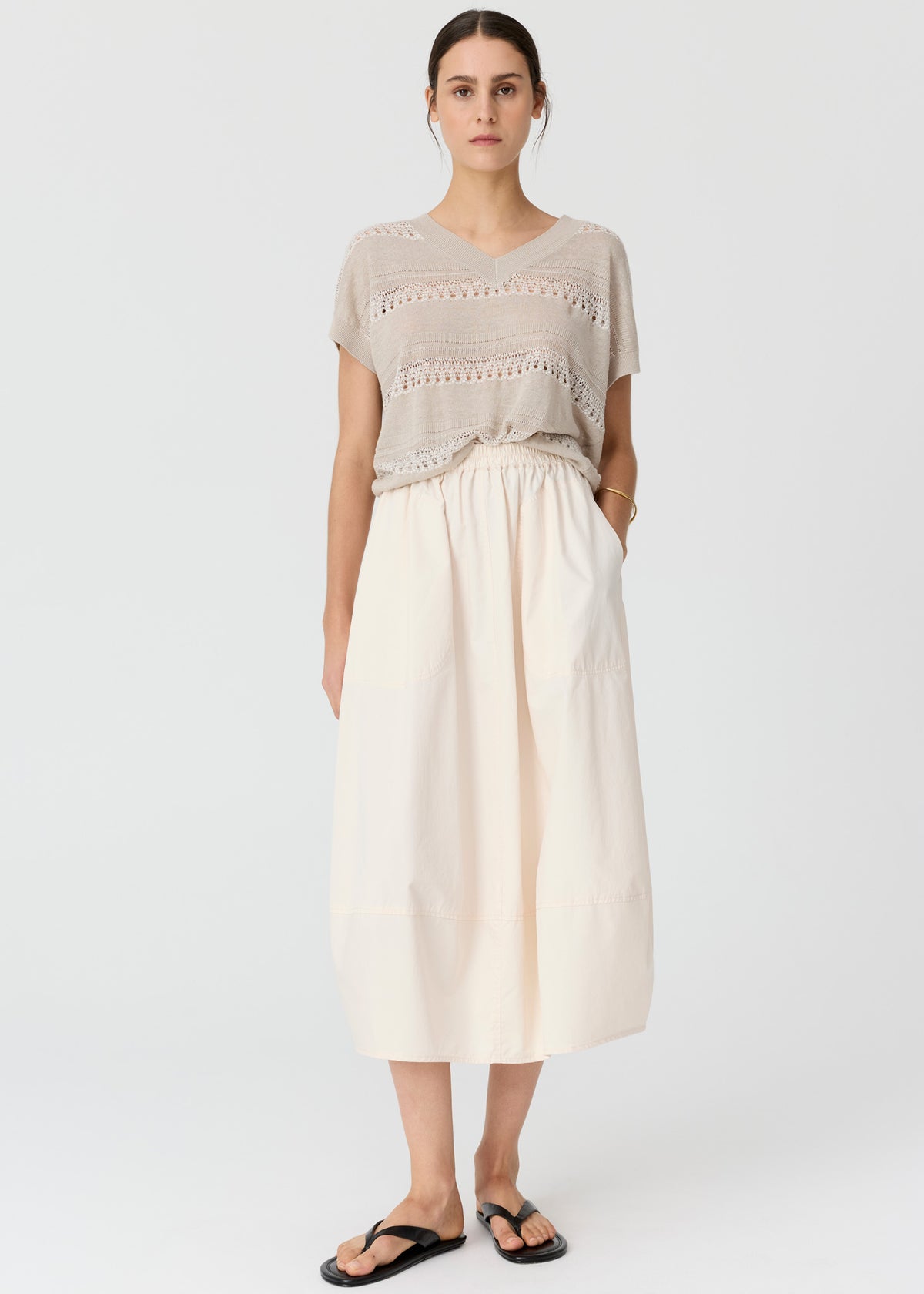 POL Liana V-neck Pointelle Knit