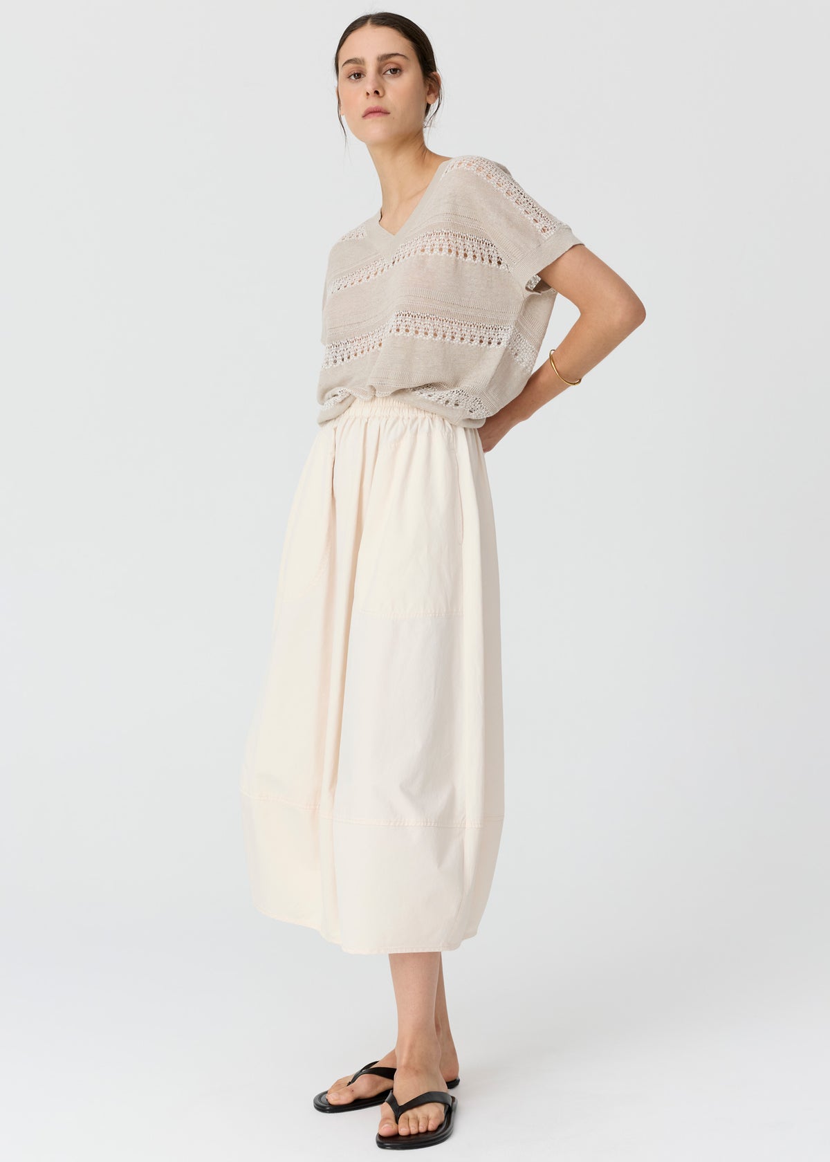 POL Liana V-neck Pointelle Knit