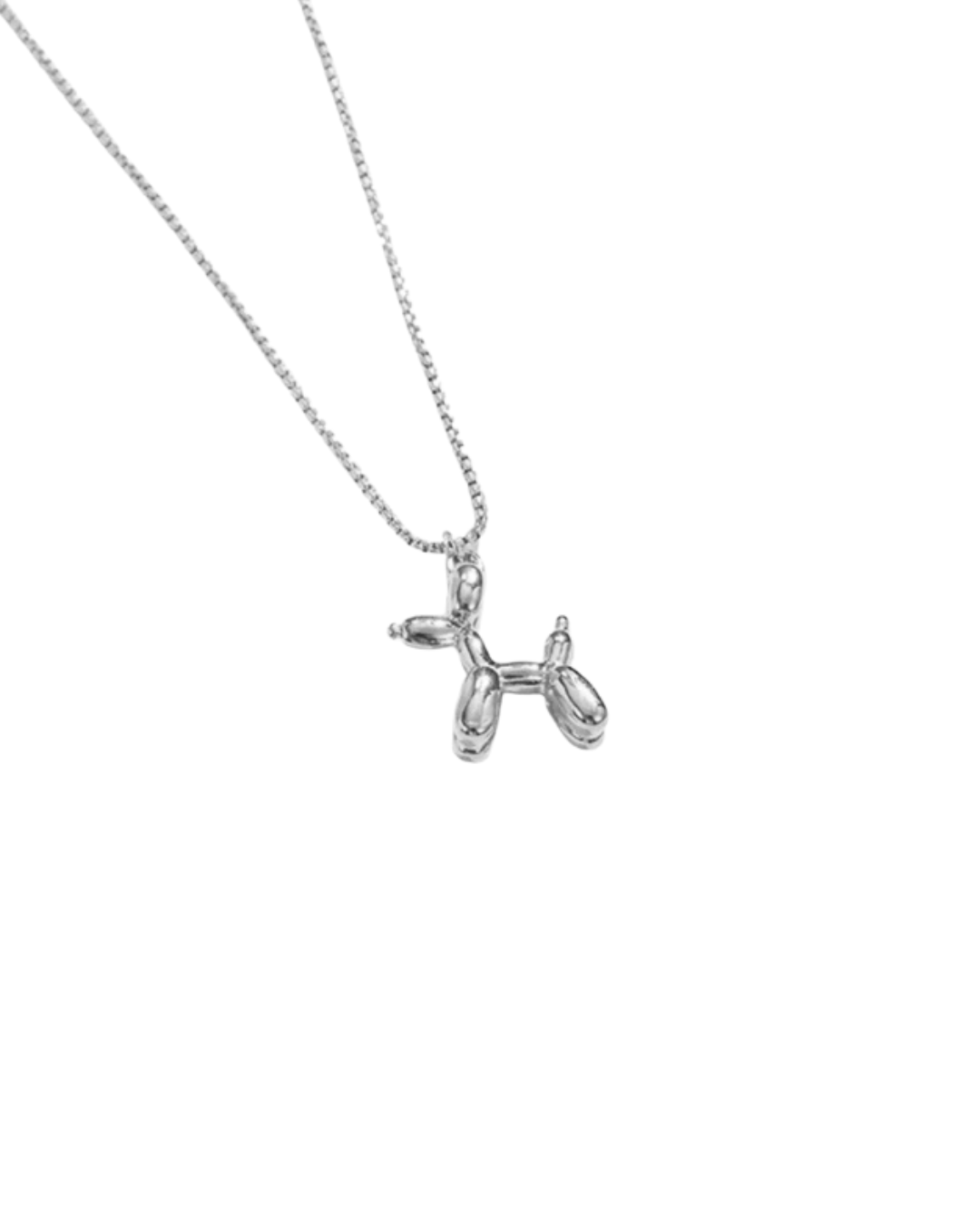 Balloon Dog Necklace by Castel & Co in radiant gold plating, featuring a playful sculptural pendant inspired by a balloon dog design. Suspended on a fine chain for a modern, whimsical statement that can be worn solo or layered. Lobster claw closure with a 40 + 5 cm adjustable length. Crafted from stainless steel, waterproof, hypoallergenic, and weighing 12g.