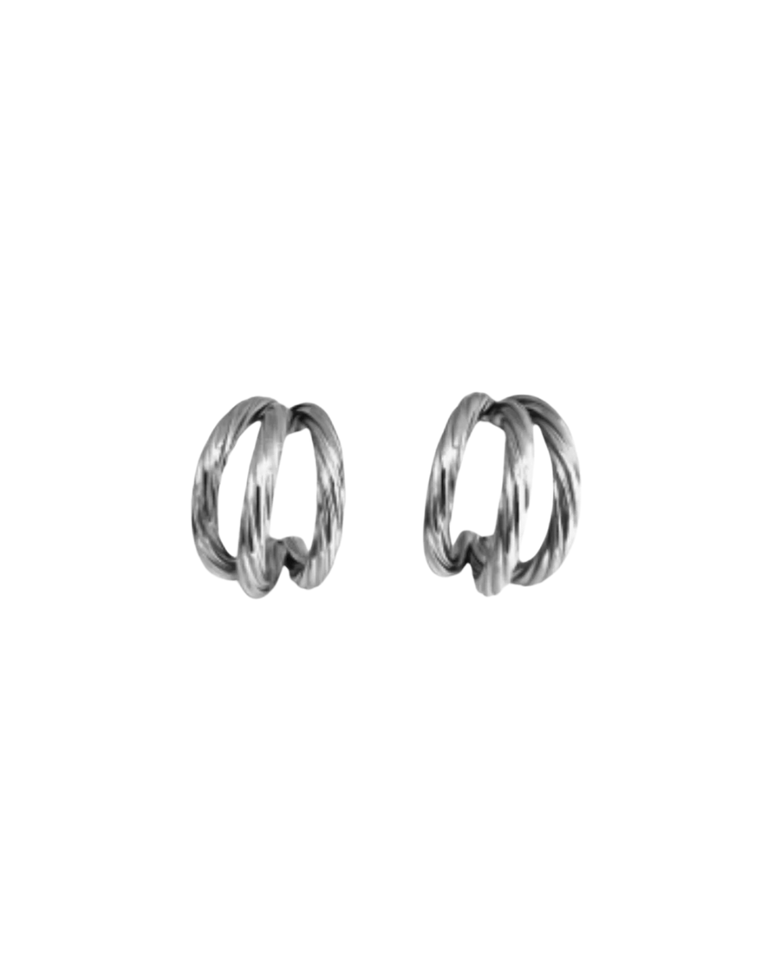 Hadley Hoops by Castel & Co are stainless steel textured hoop earrings available in gold-plated and silver-tone finishes. Designed with a bold yet timeless sculptural silhouette and a light-catching textured finish, they add impact while remaining versatile for everyday wear. Measuring 3 x 1.6 cm with a secure stud closure. Lightweight (9g), waterproof, and hypoallergenic.