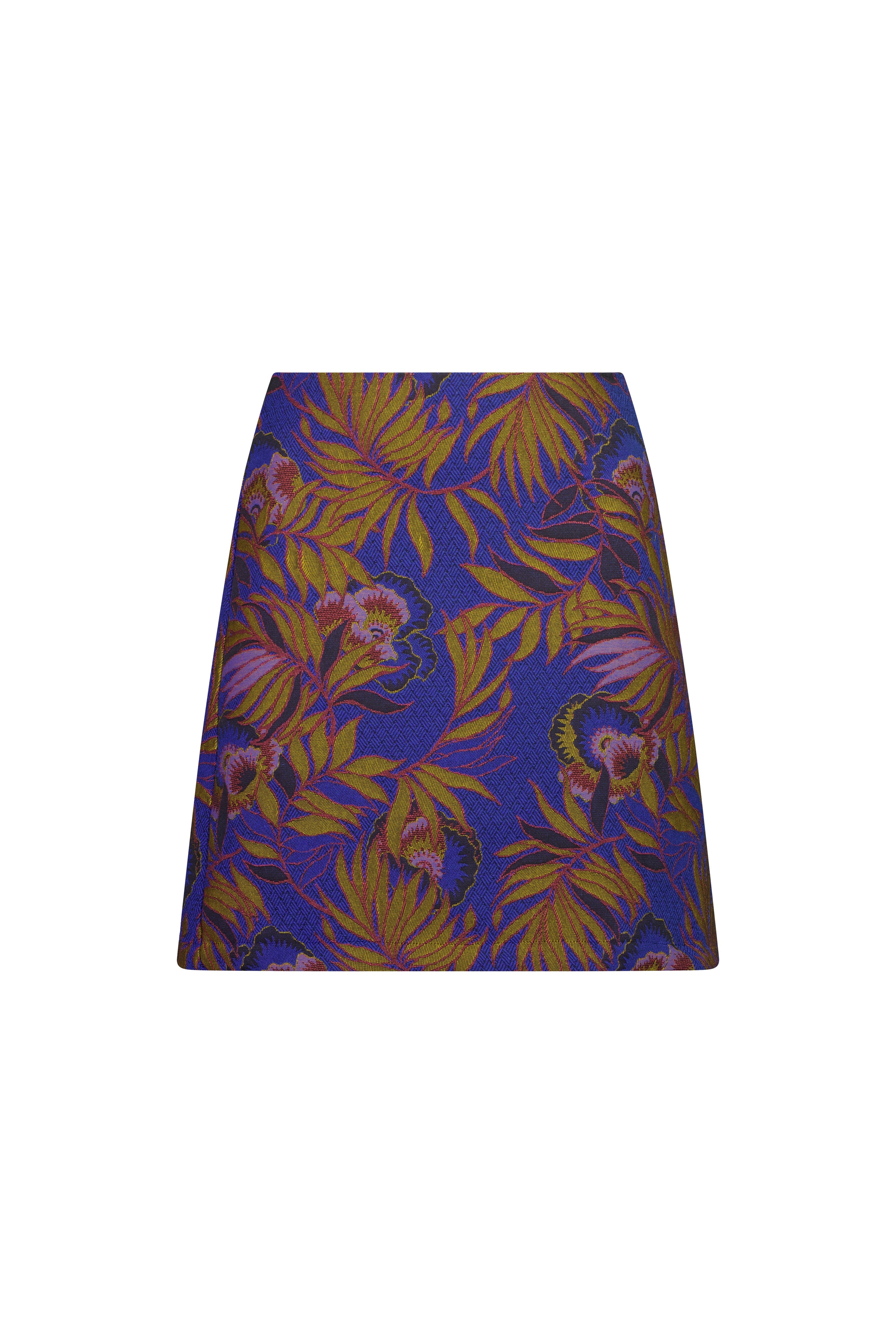 The Florence Skirt by Racket - a fully lined floral jacquard mini with concealed zip and refined shaping. Pair with the Florence Bomber. Made in NZ.