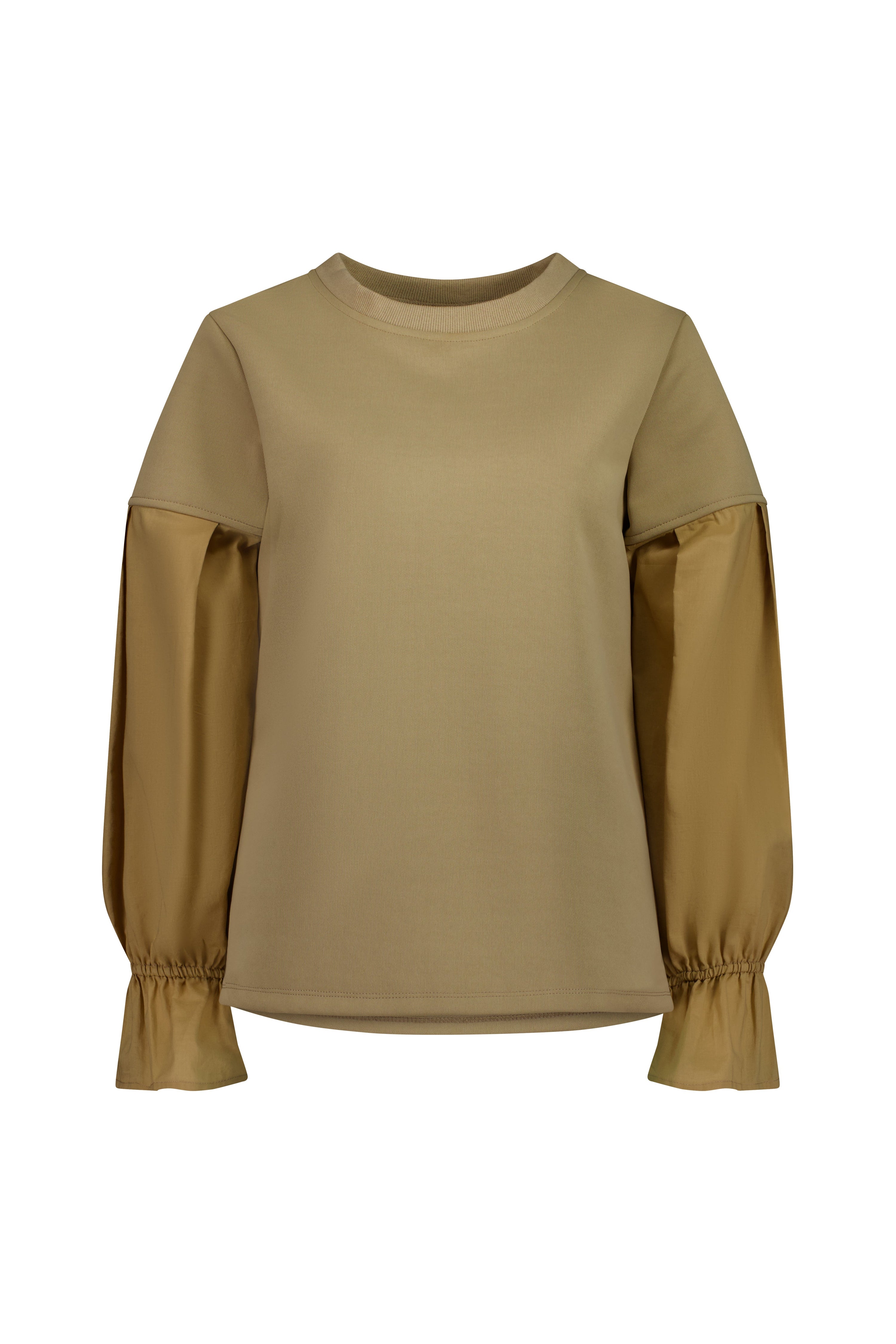The Flux Top by Racket - a relaxed sweat-shirting top with contrast bell sleeves and elastic cuffs. Pair with the Flux Skirt or denim. Made in NZ.
