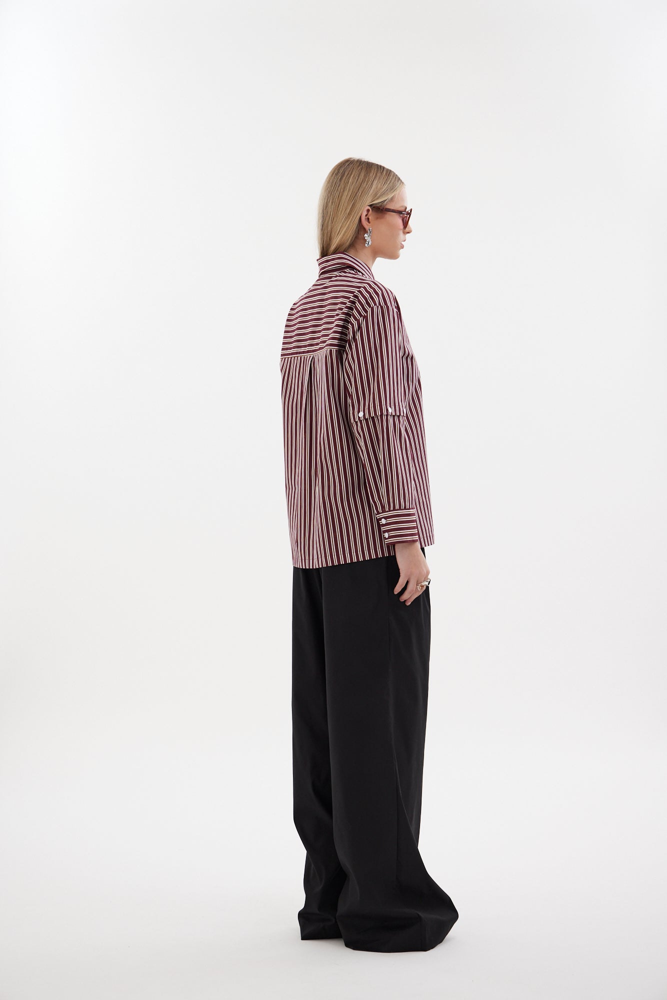 The Rebel Shirt by Racket - a two-in-one shirt with button off sleeves, boxy fit and refined detailing. Available in RKT stripe, white or black. NZ made.