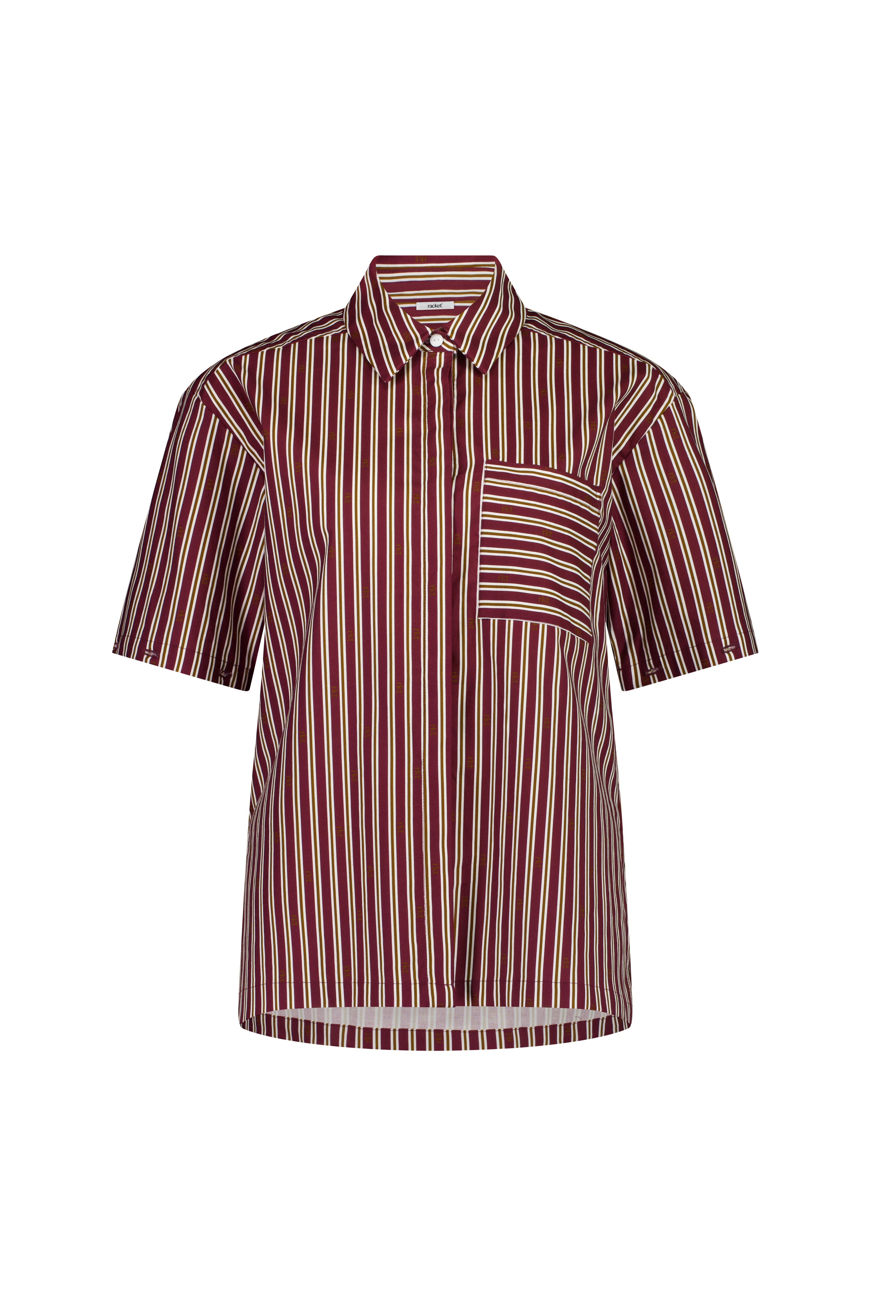 The Rebel Shirt by Racket - a two-in-one shirt with button off sleeves, boxy fit and refined detailing. Available in RKT stripe, white or black. NZ made.