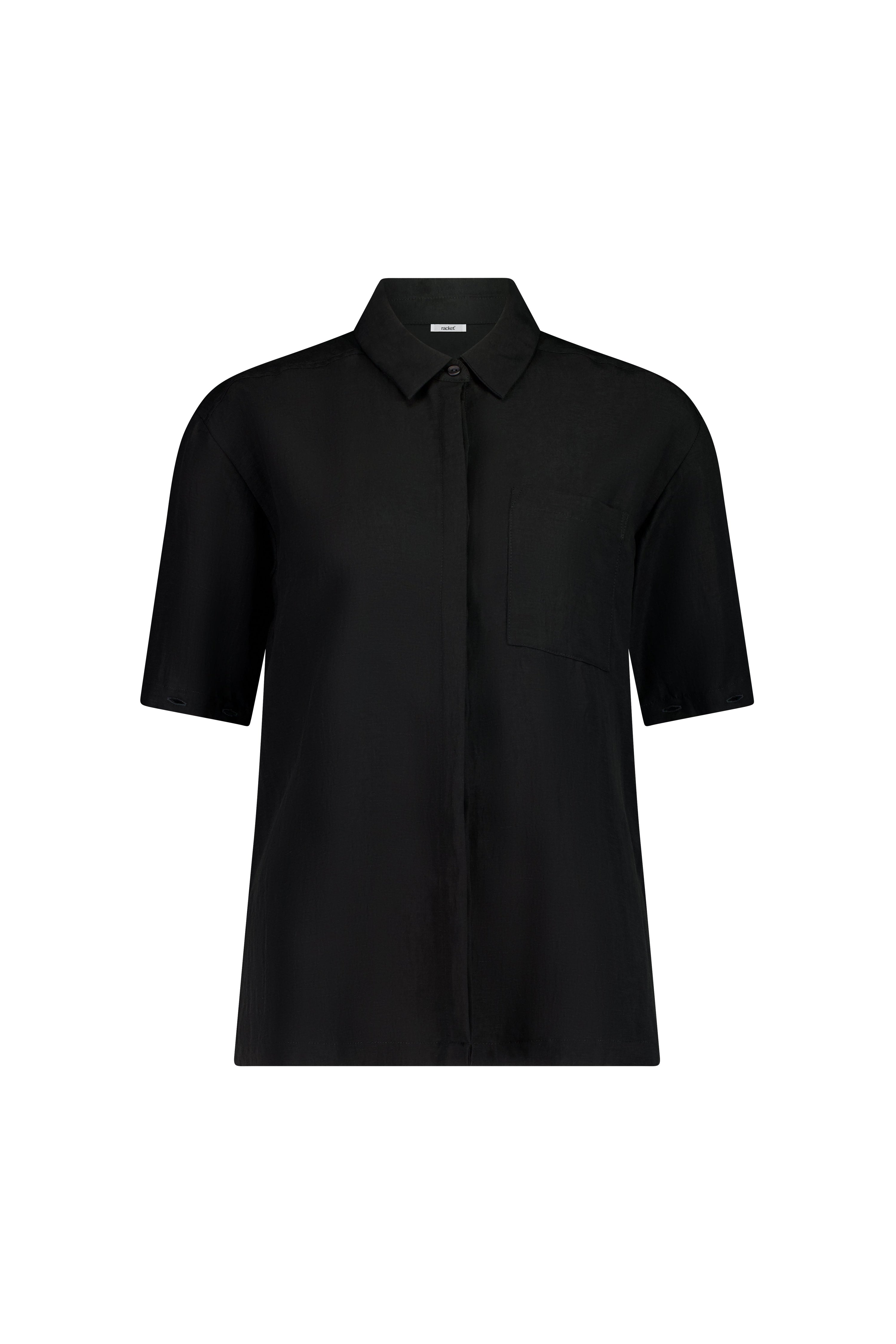 The Rebel Shirt by Racket - a two-in-one shirt with button off sleeves, boxy fit and refined detailing. Available in RKT stripe, white or black. NZ made.
