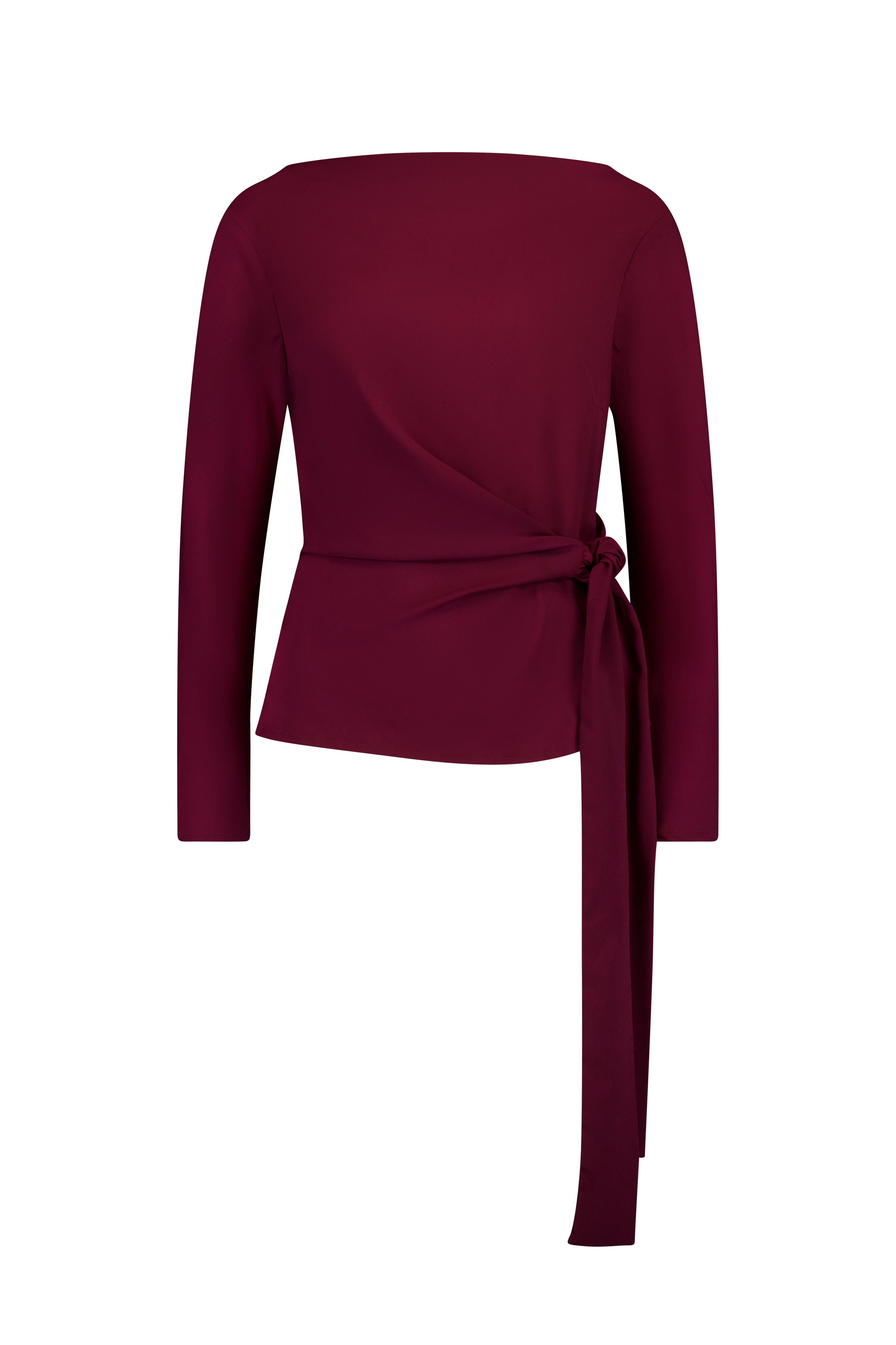 The Zenith Top by Racket - a sculpted cross over top with bias sleeves and adjustable tie. Available in crepe and satin back crepe. NZ made.